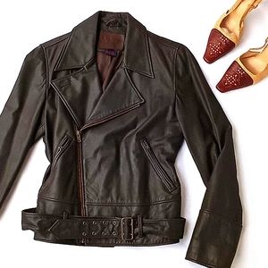 Vtg Ralph Lauren Moto Leather Jacket
